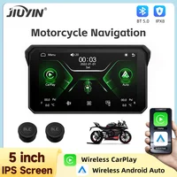 JIUYIN 5 Inch Portable Motorbike Wireless CarPlay Android Auto for Motocycle Smart Player GPS Navigation IP68 Waterproof BT 5.0