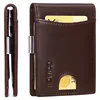 RFID Blocking Genuine Leather Gentleman Wallet - Front Pocket Money Clip Card Holder Metal Clip for Men 5