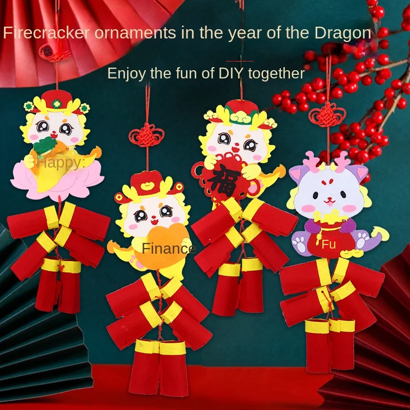 

Maroon Chinese Style Decoration Pendant Dragon Pattern DIY Toy New Year Educational Toys with Hanging Rope Layout Props