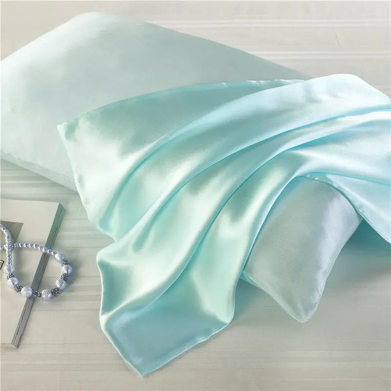 

Silk double zipper side pure silk cold silk pillowcase black