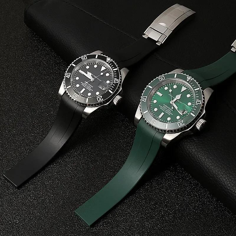 Premium Black Silicone Watch Band Bracelet - 20mm/21mm Rubber Strap