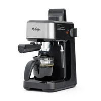 4-Shot Steam Espresso Machine Cappuccino Maker Latte Glass Carafe Frother Cuban Coffee Barista Home Brew Brewer Scoop Stainless 1