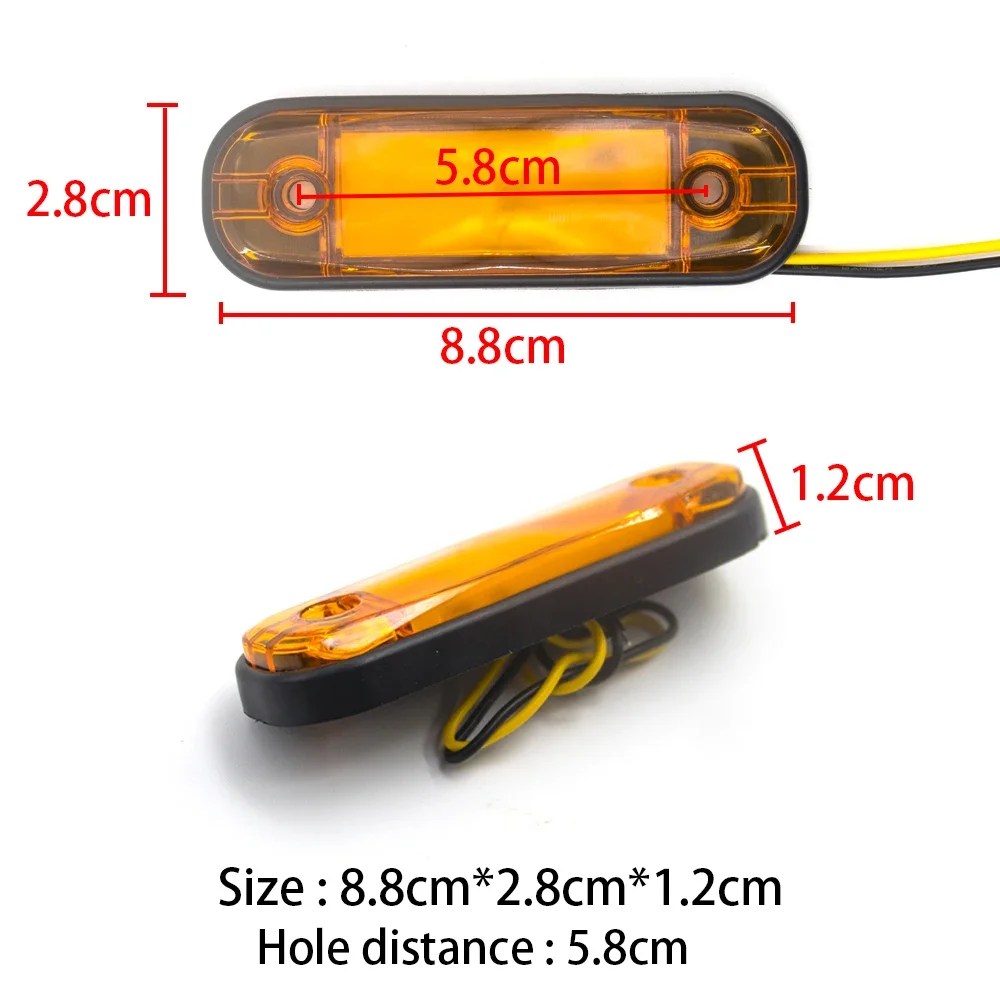 4x/6x/10x 12V 24V 4 LED Car External Side Marker Warning Light Oval Clearance Signal Brake Lamp Trailer Truck Lorry Caravan Bus