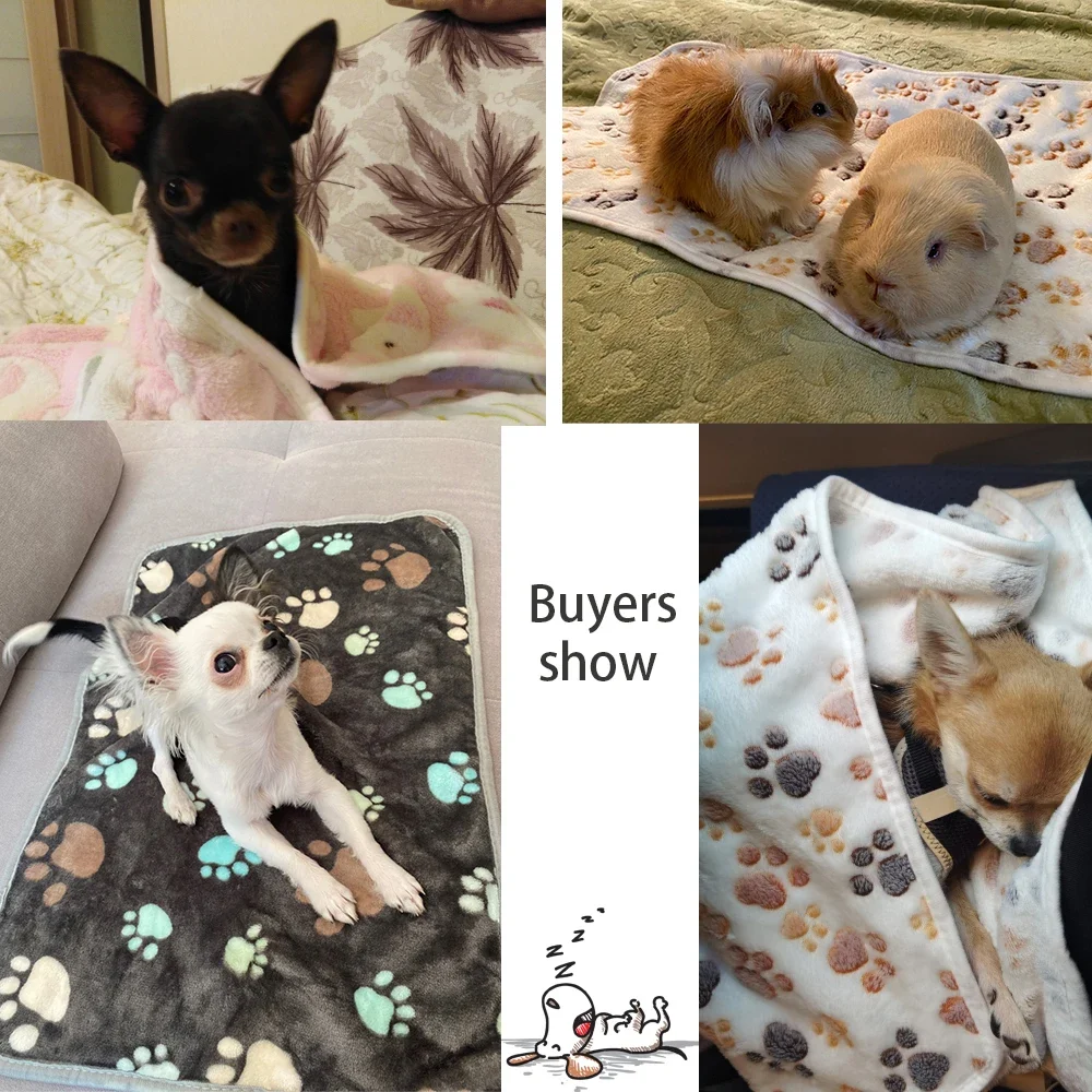 Soft Pet Blanket Winter Dog Cat Bed Mat Foot Print Warm Sleeping Mattress Small Medium Dogs Cats Coral Fleece Puppy Supplies