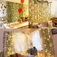 2Meter Green Leaf Ivy Vine with LED Lights String for Home Bedroom Decor Wedding Glowing Artifical Plant Garland Home Decor 4