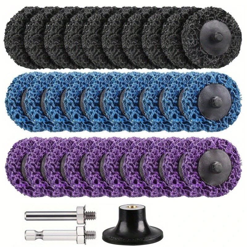 Disques abrasifs de 2 pouces en silicium carbonisé, 30 pièces, avec 3 accessoires de bielle, meules à changement rapide pour dissolvant de rouille