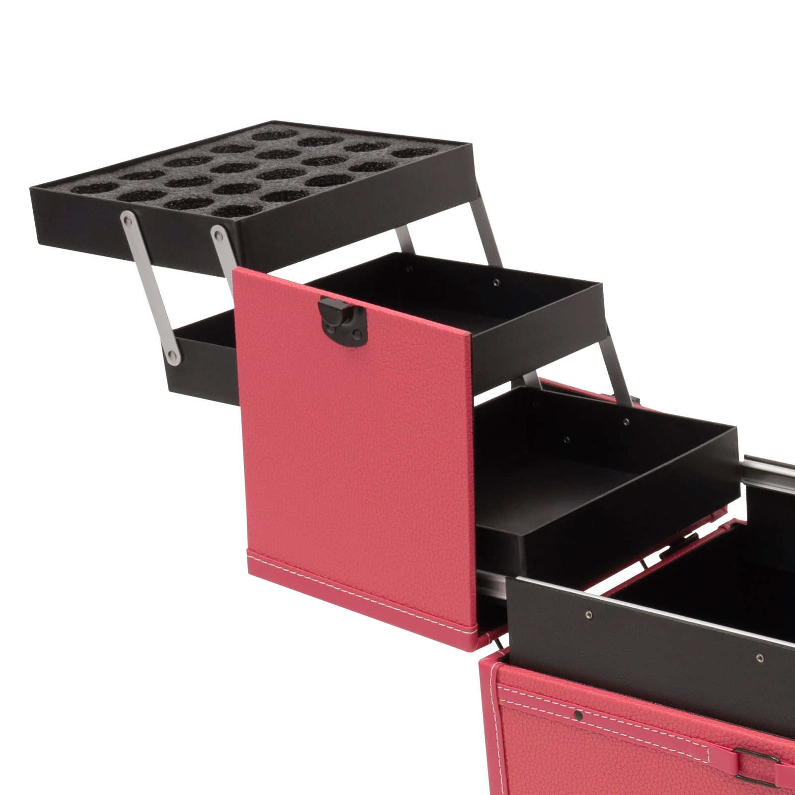 Professioneller Künstler-Make-up-Koffer Rose mit 7 Fächern, Rollender Beauty-Trolley, 50kg Tragkraft, Kosmetik-Aufbewahrungsbox – Detail 3