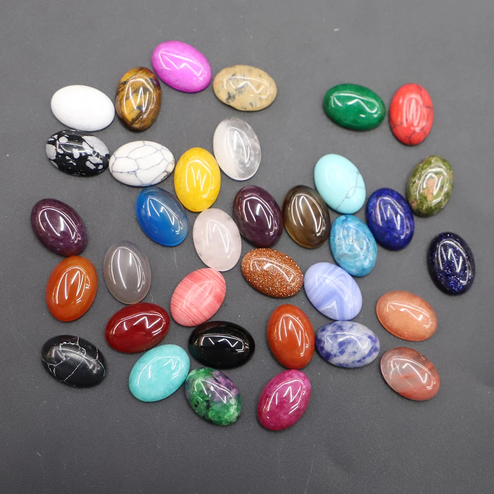 10*14MM Natural Stone Oval CAB CABOCHON Agates Crystal Amethysts Beads Jewelry Handcrafted Ring Ear Studs Making 50Pcs Wholesale
