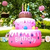 Inflatable Birthday Cake Outdoor Decorations with Candles LED Lighted Blow Up Happy Birthday Party Toys Home Garden Decorations 4