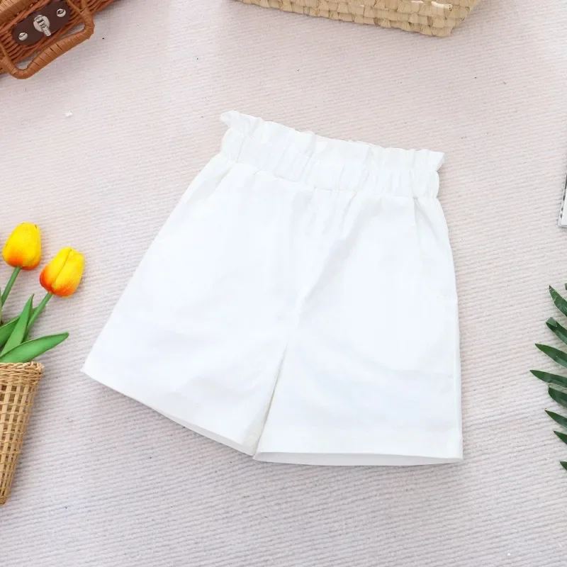2025 New Summer Kids Wears Children Shorts Cotton Linen Pants Girls Pant Cartoon Casual Pants 4-10 Years 4