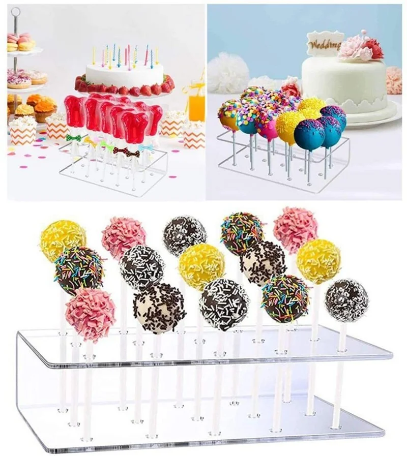 15 Hole Cake Lollipop Holder Display Stand Acrylic Clear Durable Candy for wedding party birthday dessert stand cake stand