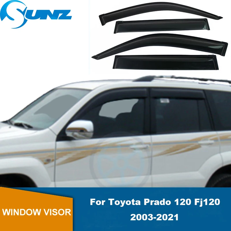 Фото Дефлектор боковых окон для Toyota Land Cruiser Prado 120 Fj120 2003-2020, погодозащитный козырек для двери, аксессуары для защиты от ветра, дождя и солнца №1