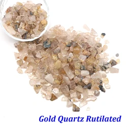 Natural Stone Crystal Chips for Reiki Healing and Home Decor (Quartz Rutilated)