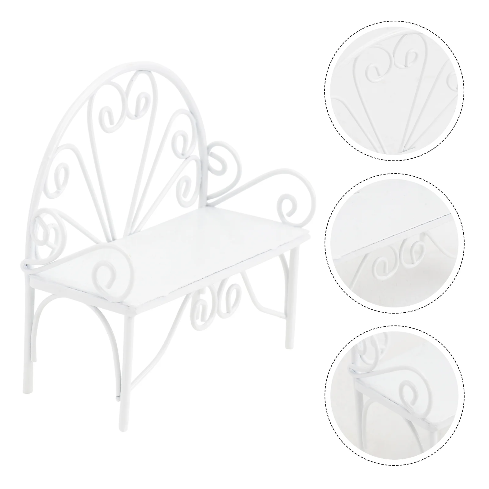 

Iron Stool Micro Landscape Double Chair Decor Miniature Bench for Wrought Adornment