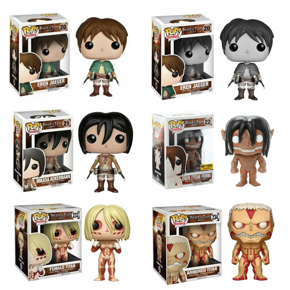 thumbnail image 2 of Funko pop Attack on Titan Eren Jaeger n.° 20 Titan Form n.° 22 Mikasa n.° 21 Figura de vinilo Muñeca Modelo Juguetes, 2 of 5