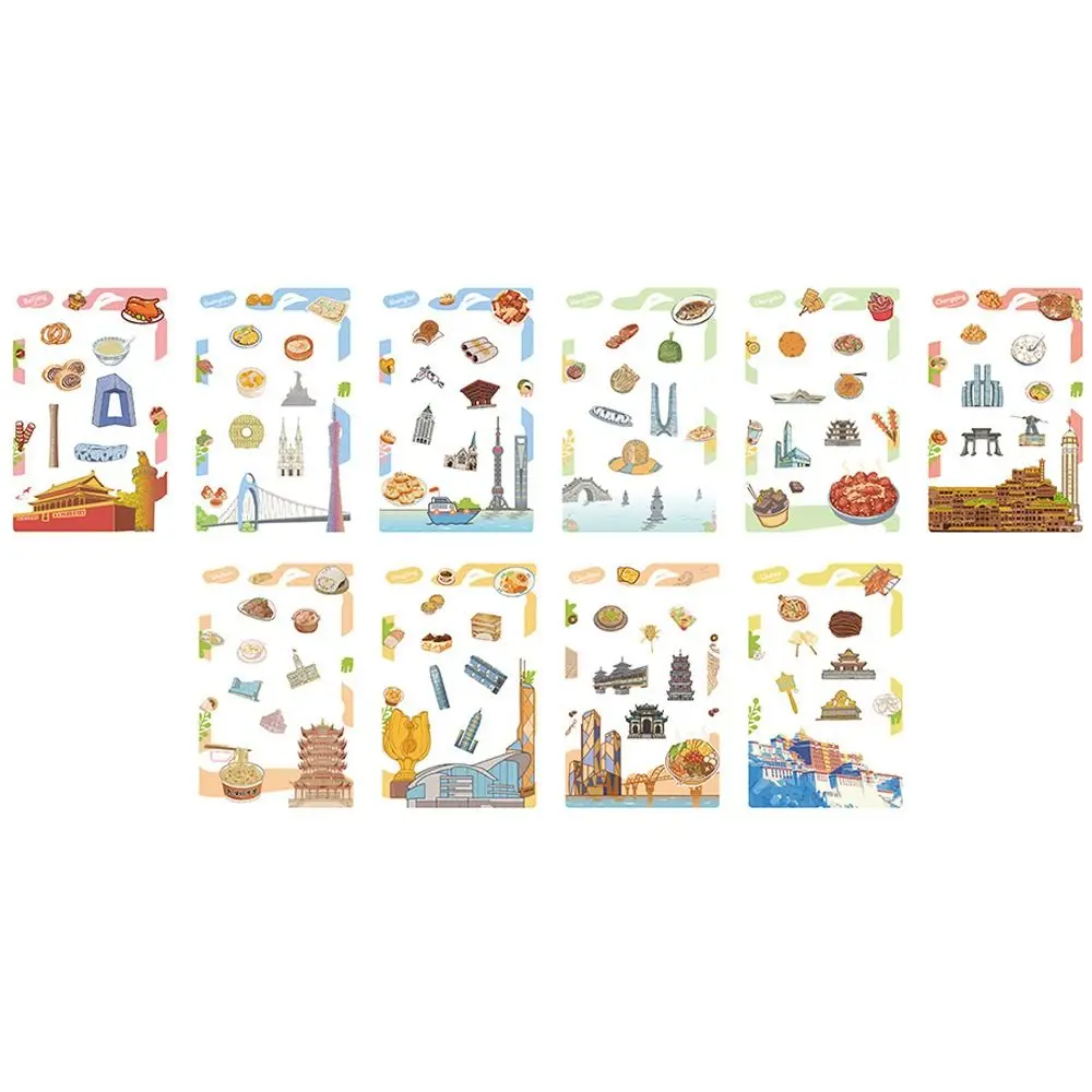 10개/세트 PET 3인치 테두리 스티커 DIY 창의적인 사진 용지 장식 도시 랜드마크 엽서 장식 /후지필름용