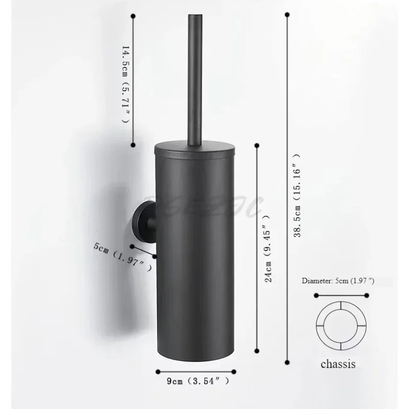Household Portable Stainless Steel Toilet Brush Holder Brushed Gold Wall Hanging Wall Enclosed Toilet Brush