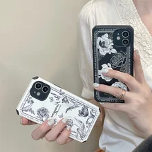 

luxury Vintage flowers Pattern Patch Phone Case For iPhone 12 Pro Max 7 8 Plus 11 XS Max XR X SE 2020 Soft TPU Back Cover Fundas