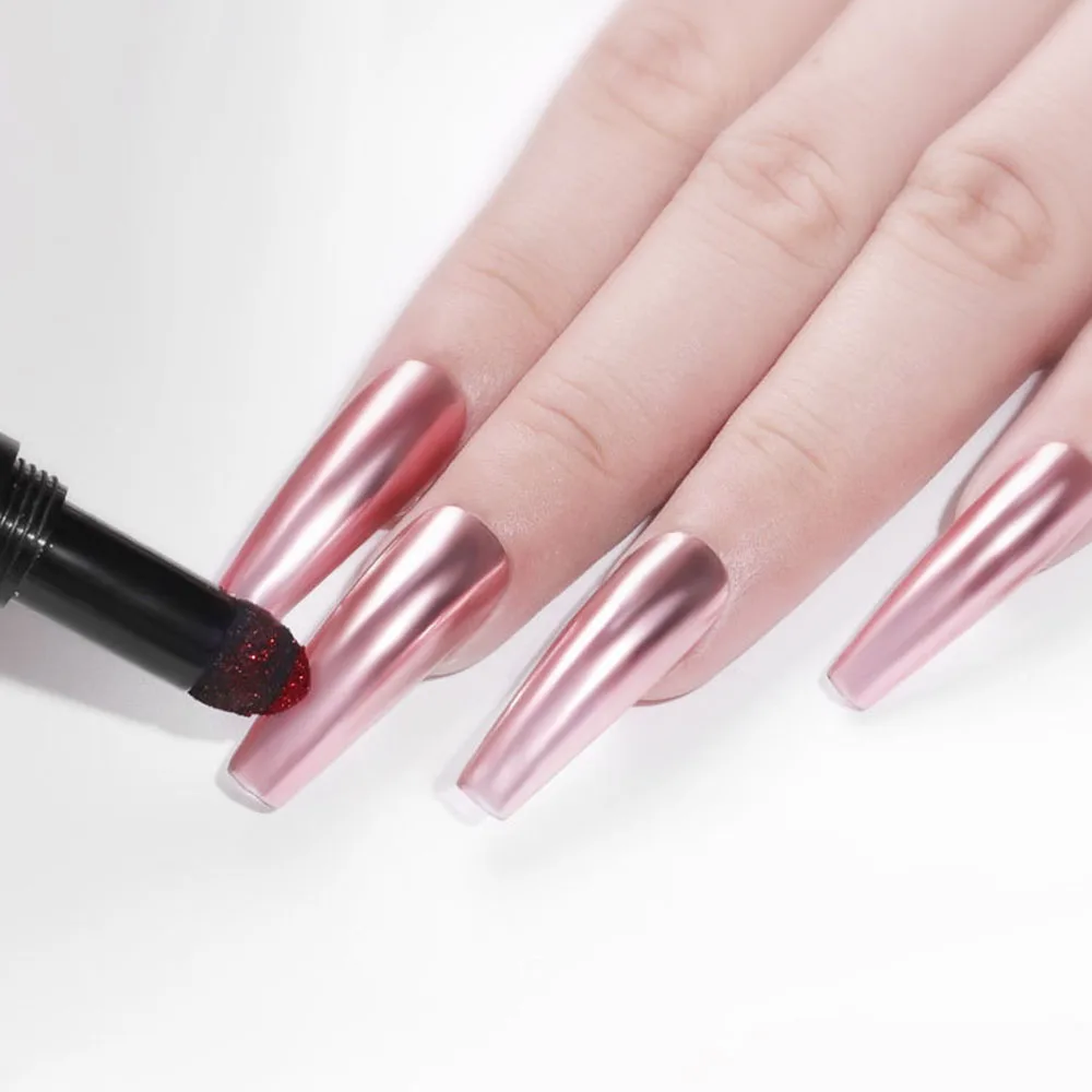 11 Colors Chrome Nail Powder Air Cushion Pen Nail Art Design Holographic Powder Sponge Brush Mirror Effect Polish Pens