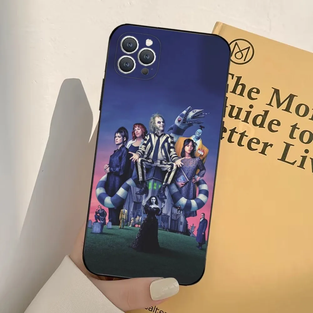 thumbnail image 1 of Funda para teléfono B-Beetlejuice 2 para iPhone 16, 15, 14, 13, 12, 11, Pro, X, XS, Max, XR, Plus, Mini, funda negra suave, 1 of 5