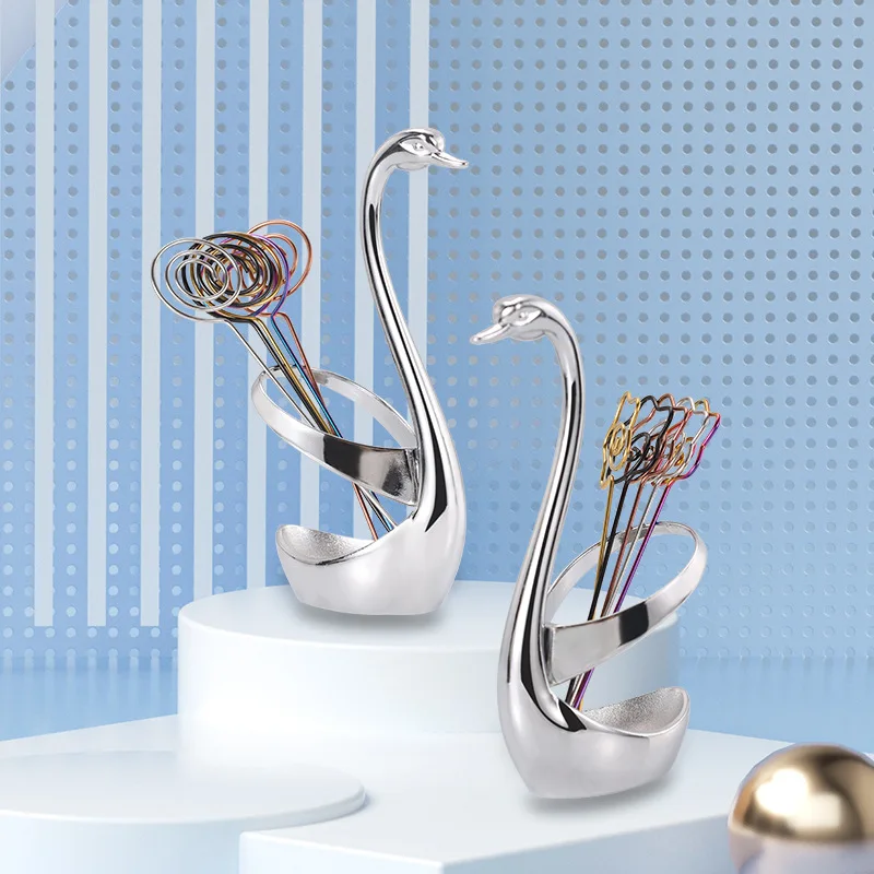 

Fruit Fork Set Household Storage Can Small Fork Dessert Zinc alloy Fruit Stick