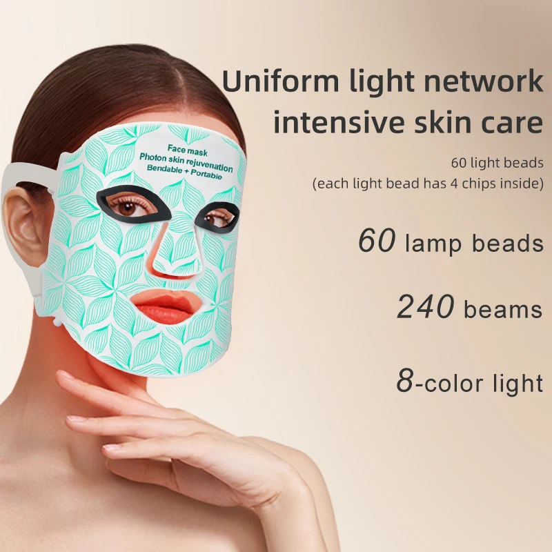 7 Colors LED Face Mask Red Light Therapy Silicone Facial Mask Therapy Photon Oil Control Repair Skin Tightening Anti Spot