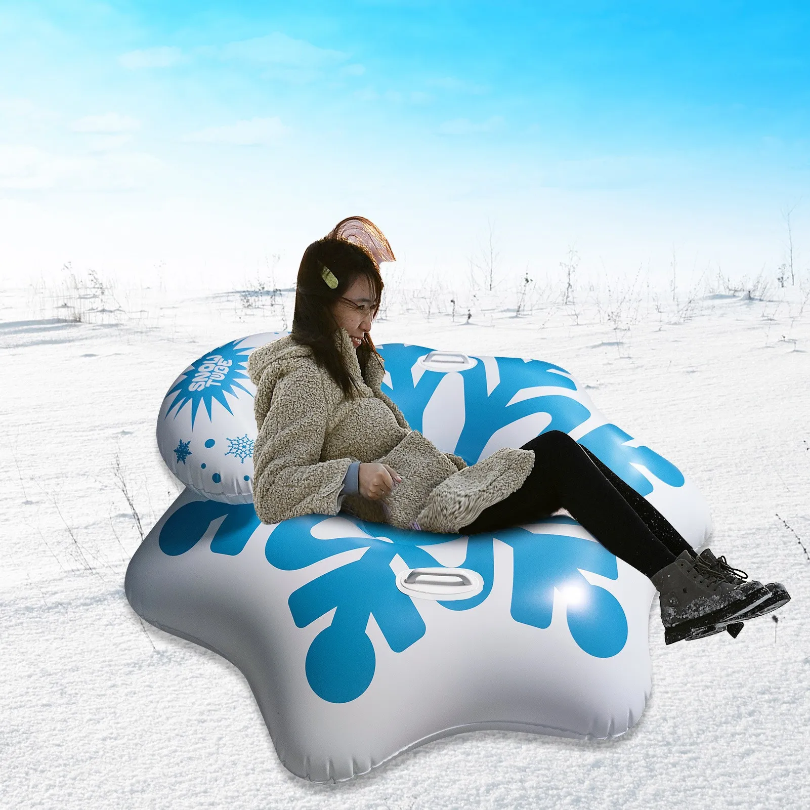 Snow Ski Pvc Inflatable Ski Ring Pool Swimming Float Row Double Equipment Thickened Inflatable Tires Equipment