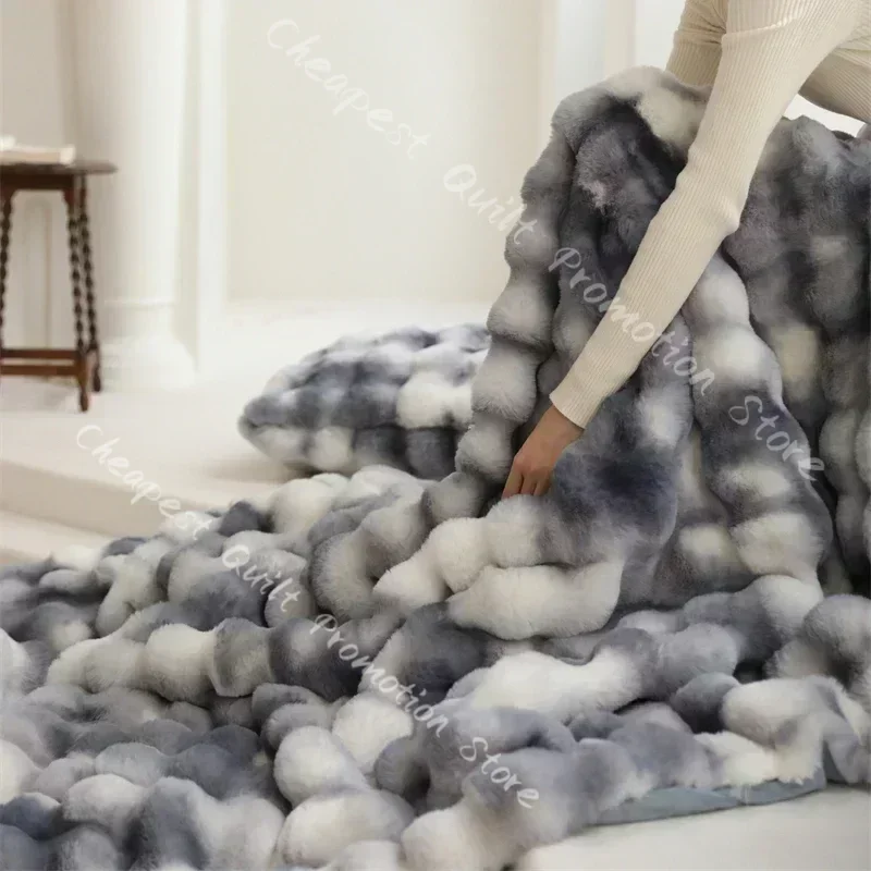 

New Tie-dye Tuscan Faux Fur Weighted Blankets for Winter High-end Warm Sofa Throw Blanket Warmth Fluffy Soft Blankets for Beds