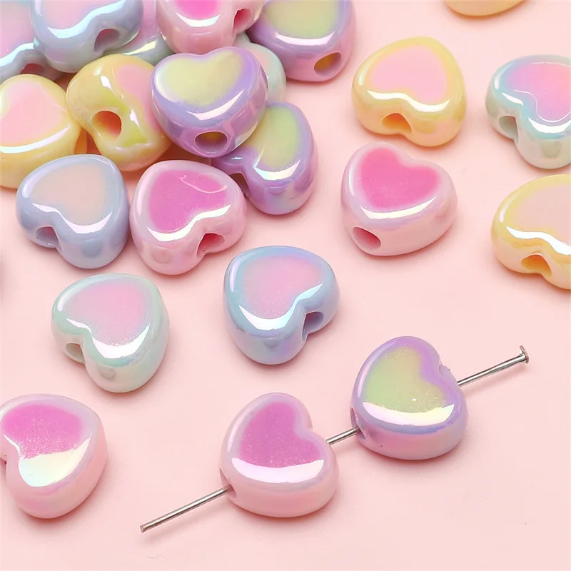 크림 스타일 투톤 컬러풀 스몰 러브 빅홀 비즈 DIY 핸드메이드 팔찌 목걸이 재료 액세서리