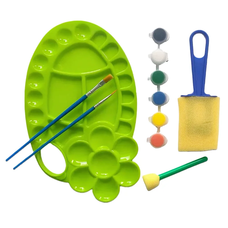 Six-piece 26-well art supplies Palette Green plastic acrylic watercolor palette