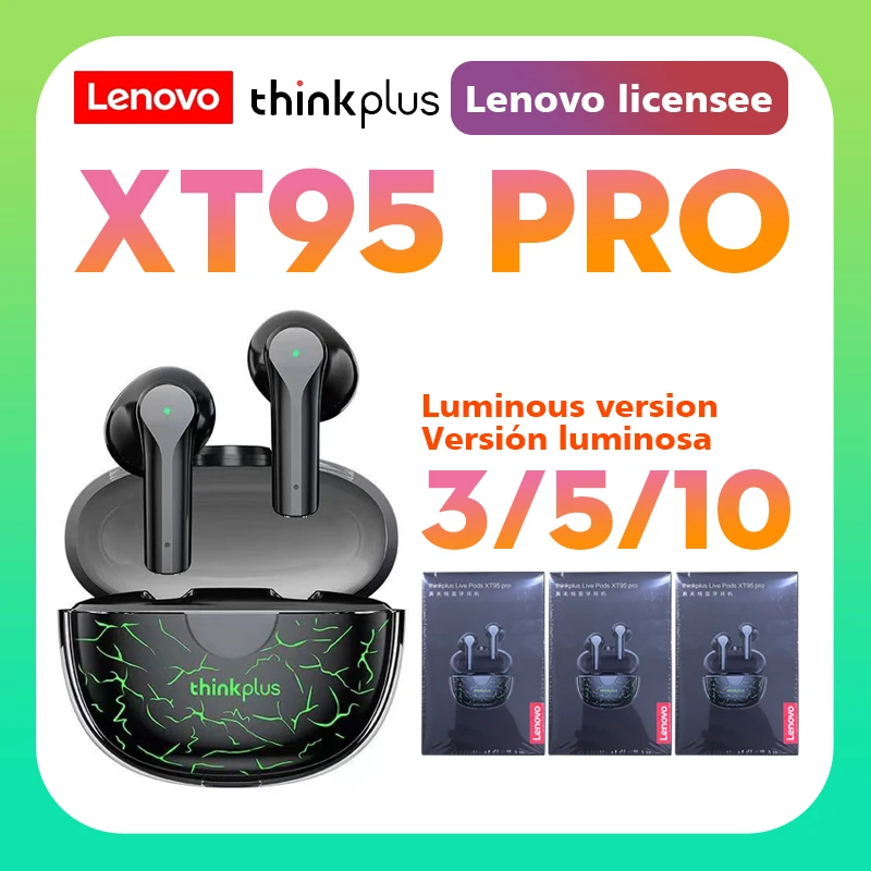 

Bluetooth-наушники Lenovo XT95 Pro водонепроницаемые, TWS, 3/5/10 шт.