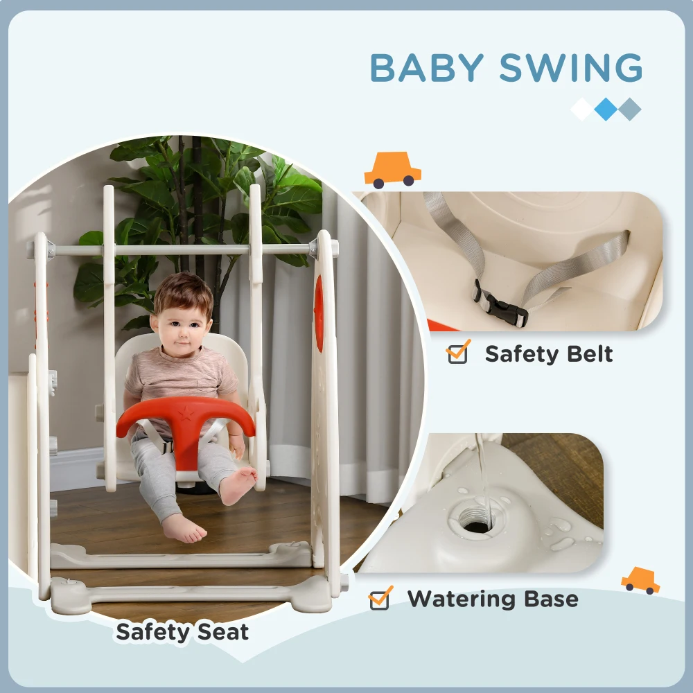 Toddler Swing Set, 4 in 1 Toddler Playground for Kids 1-3 Years Old, Indoor Toddler Playset with Slide, Swing, Basketball Hoop 3