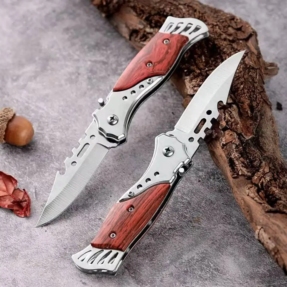 Mini Sharp Wooden Handle Folding Knife Handmade Knife Camping Fruit