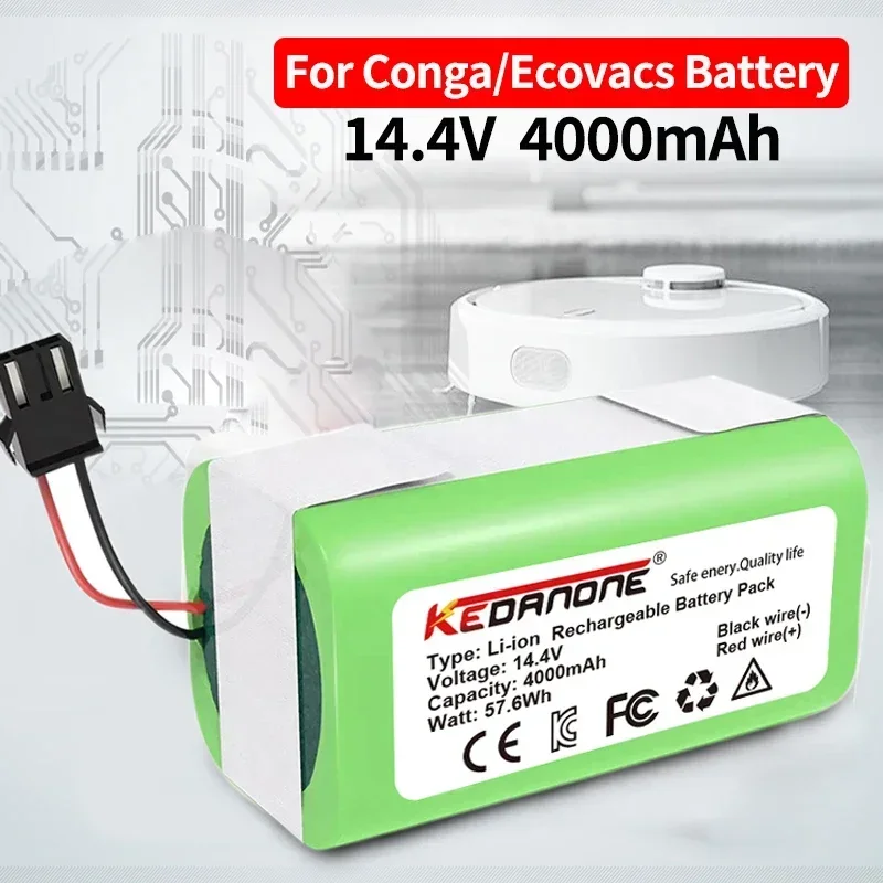 

14.4V 2600mAh/4000mAh Li-ion Battery for Conga Excellence 950 990 1090 1790 1990 Deebot N79S N79 DN622 Eufy Robovac 11S 12 X500