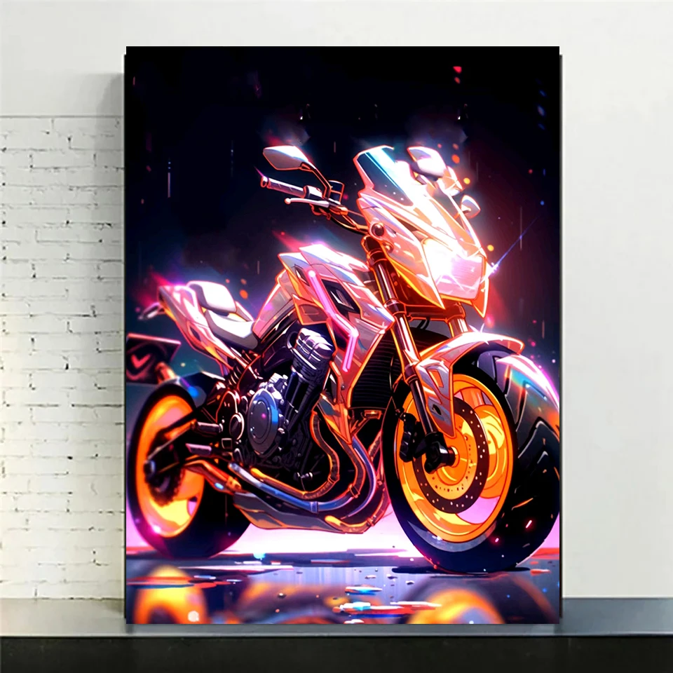 멋진 스포츠 오토바이 5D DIY 다이아몬드 페인트 레이싱 카, 상감 다이아몬드 자수 세트, 홈 아트 장식, 신제품