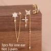 85883-00706b.jpg Ensemble de 3 paires de boucles d'oreilles de luxe pour femmes, motif fleur, papillon, chaîne à pampilles, en zircon, avec clips d'oreille sans perçage, bijoux de style urbain