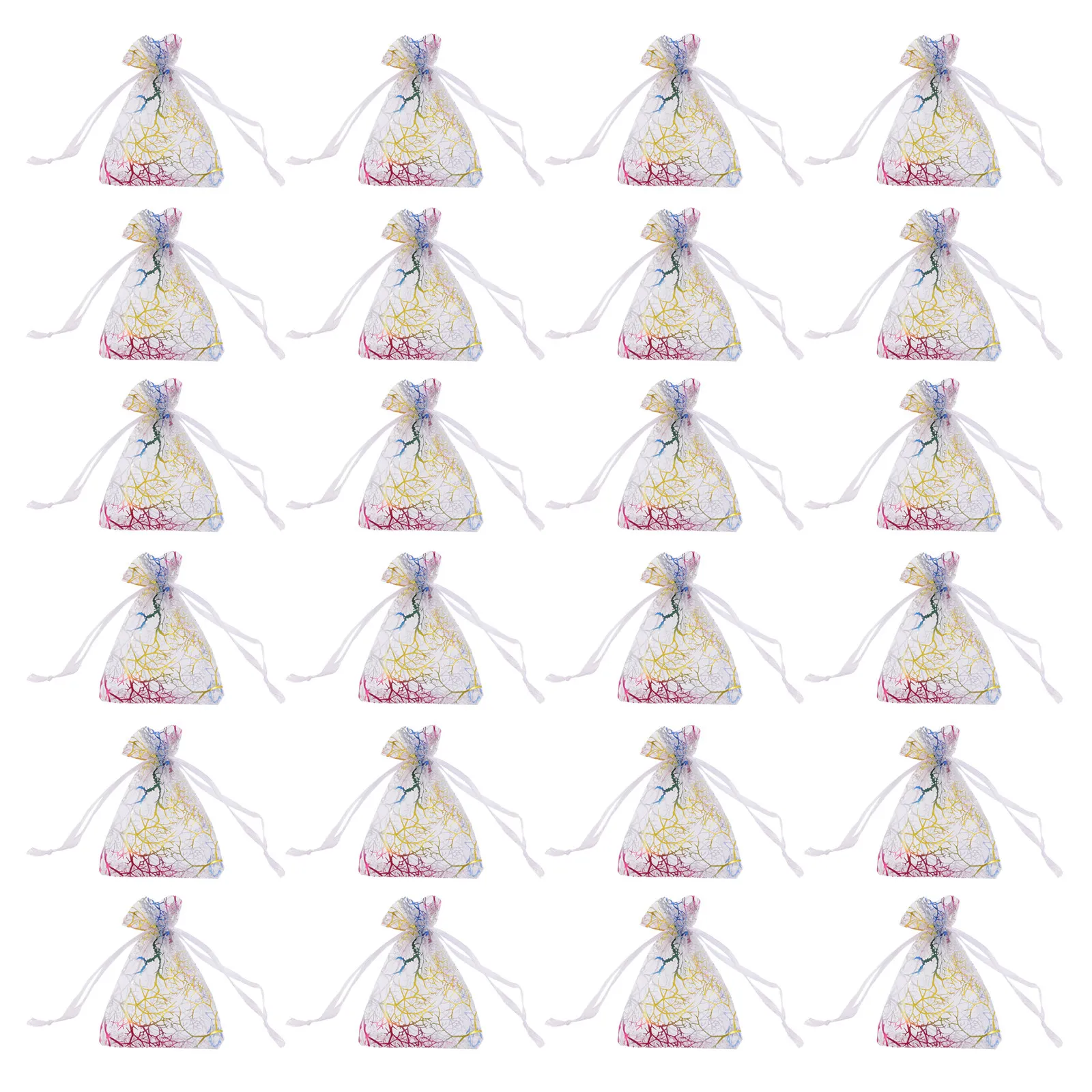 100Pcs Gift Organza Bags Colorful Gold Stamping Drawstring Pouches Reusable Wedding Party Small Jewelry Treat Storage Bags 5