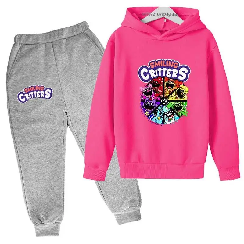thumbnail image 1 of Conjunto de sudadera con capucha y pantalones con estampado de dibujos animados para niños y niñas de 2 a 13 años, 2 piezas, para primavera y otoño, 1 of 5