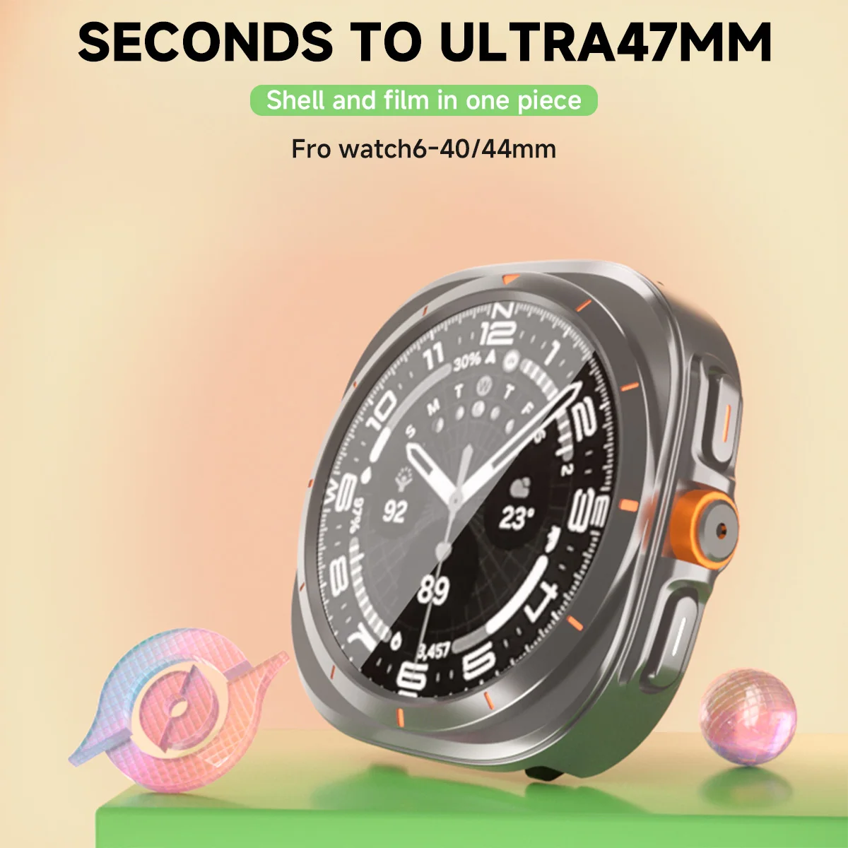Ultra Case with Tempered Glass Screen Protector for Galaxy Watch Ultra 47mm