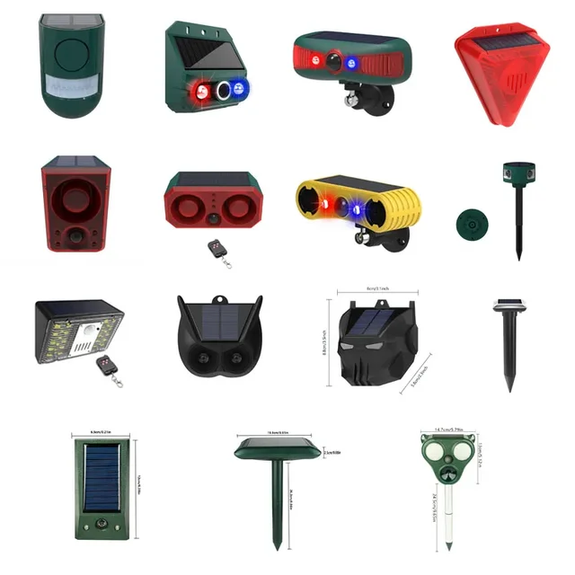 Solar Power Infrared Motion Sensor Detector Alarm Sound Flash Light Home Security Alarm Outdoor Remote Control Animal Repeller 2