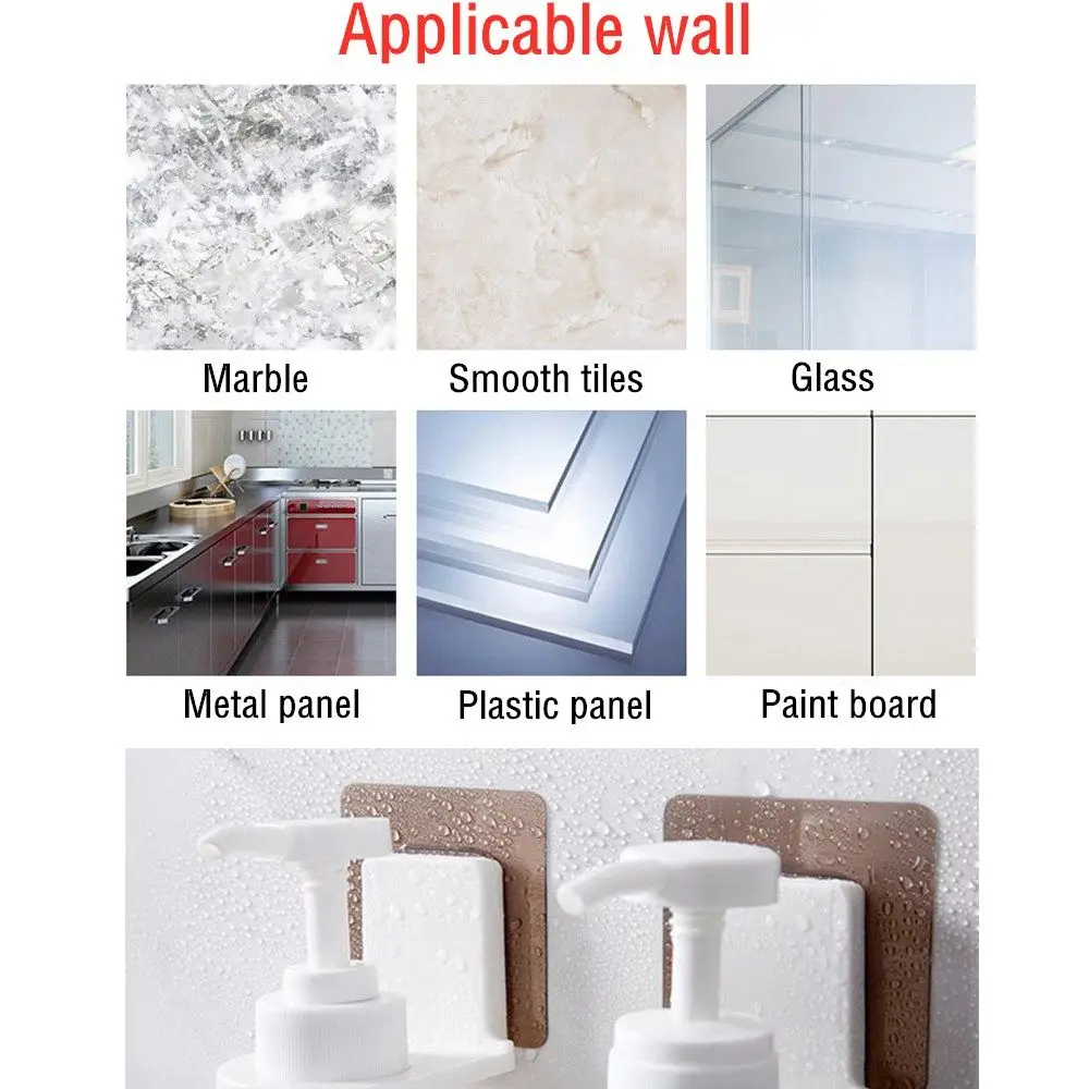 1PC Bathroom Shampoo Holder Shower Gel Hook Wall Mounted Hook Storage Self Adhesive Soap Bottle Hanging Hook Holder 4