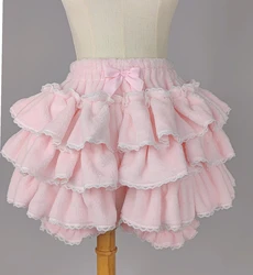 Sweet Girls Pumpkin Pants Lolita Kawaii Autumn Winter Jk Plush Underpants Japanese Ruffles Y2k Women Lantern Shorts Skirts Large