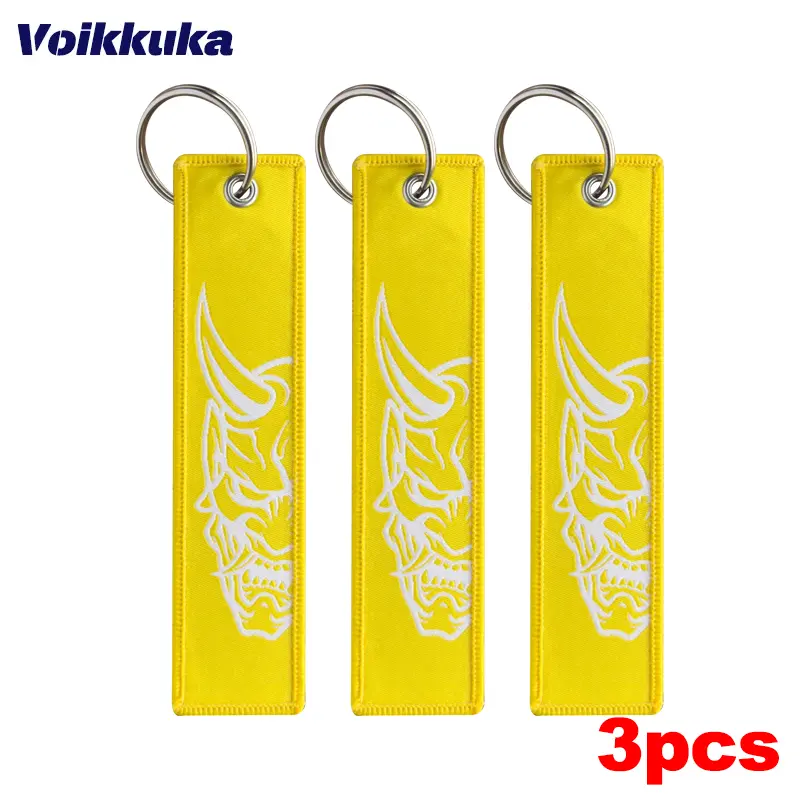 1Pc/2Pcs/3Pcs Set Sale Red Tag Midnight Club Oni Mask Both Sides Embroidery Patterns Funny Keychain Motorcycle Wholesale - Image 7