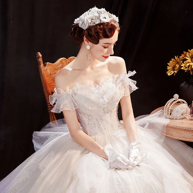 Off Shoulder Fairy Tail Wedding Dress