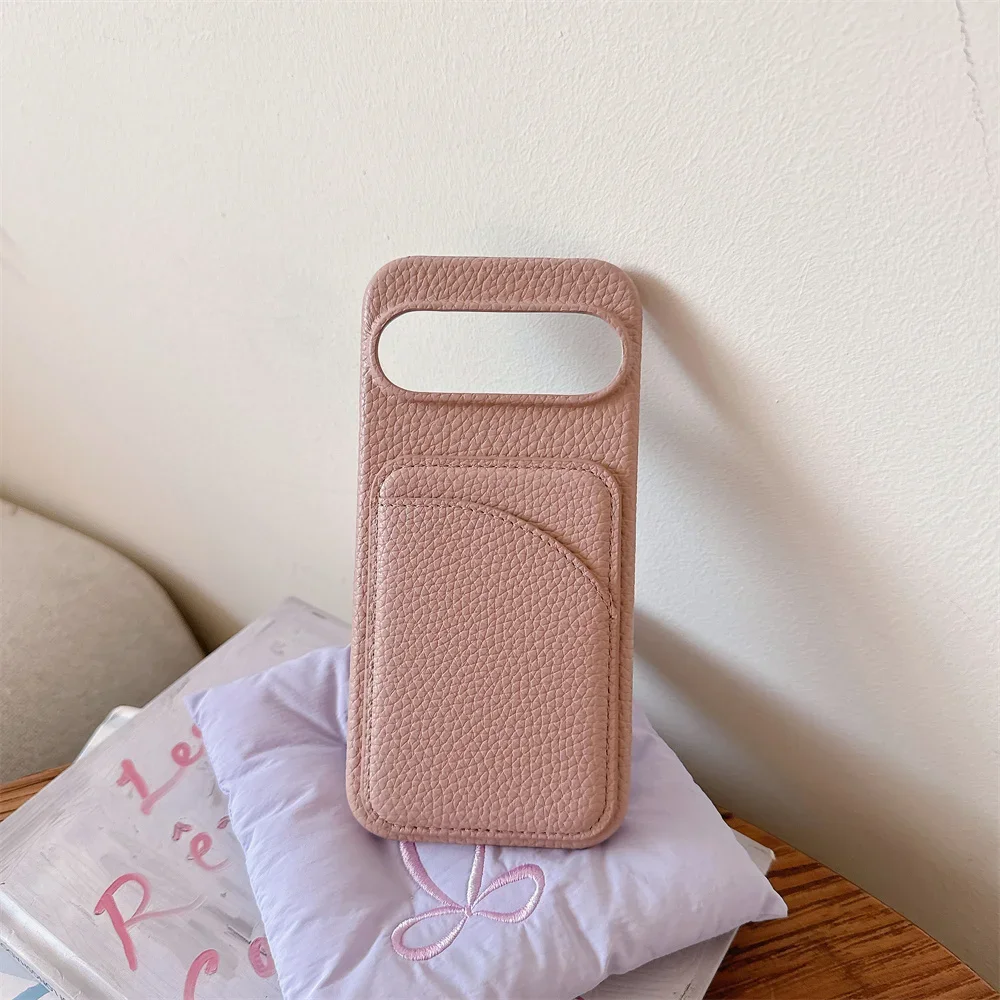 Leather Card Holder Wallet Phone Case with Shockproof Hard Shell Protective Cover