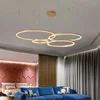 Modern Ring Pendant Lights Chandelier Home Lighting Brushed Circle Ceiling Mounted Hanging Lighting Suspension Lamp Gold Black 2