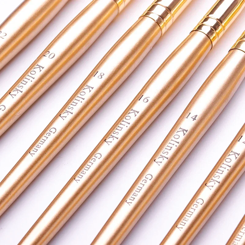 TIANMI Kolinsky Acrylic Nail Brush Art Nail Extension UV Gel Builder Tools Golden Nail Brushes Manicure Coating Drawing Pen 4