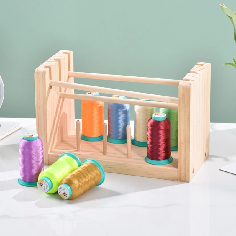 Wall Mounted Thread Holder 32 Thread Organizer Storage Foldable Sewing Thread Rack with Hanging Tools for Embroidery, Quilting, Crocheting, Size: 15.7