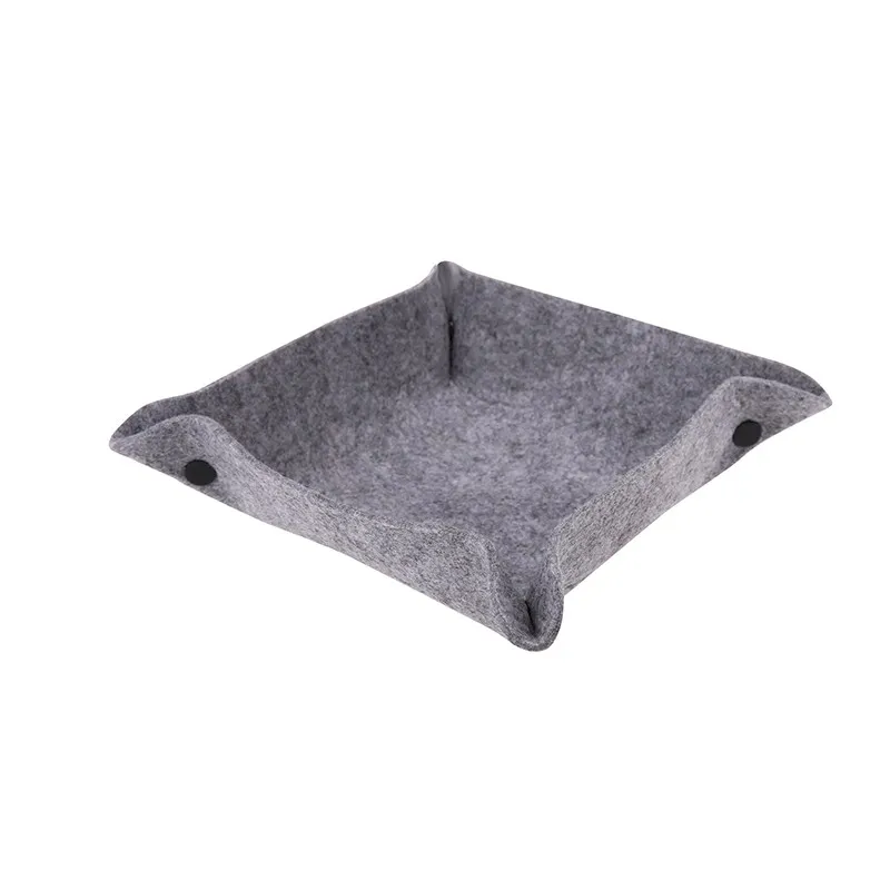 Foldable Felt Storage Tray Bin, Multi-Purpose Desktop Organizer for Office Home, Grey Pink Collapsible Storage Box