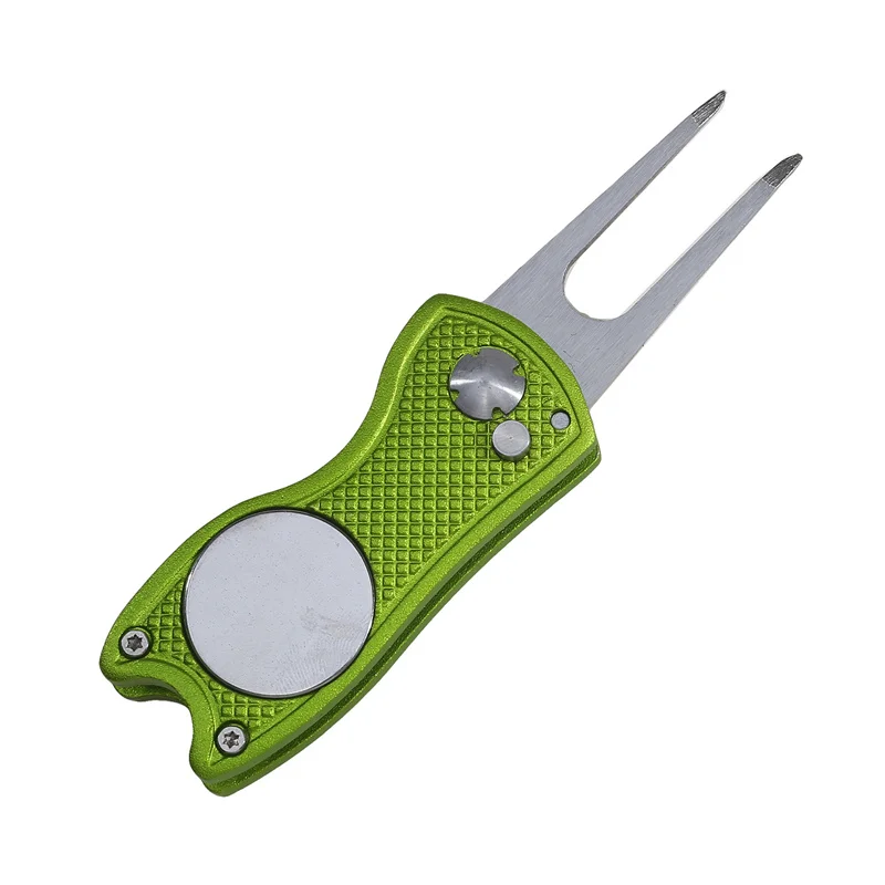 1/2pc Faltbare Golf Divot Reparatur Werkzeug mit Golf Ball Werkzeug Pitch Groove Reiniger Golf Zubehör Putting Green gabel Training Aids – Detail 24